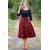 Rochie Gabrielle din jerse de bumbac cu fusta in carouri rosii  si cordon detasabil
